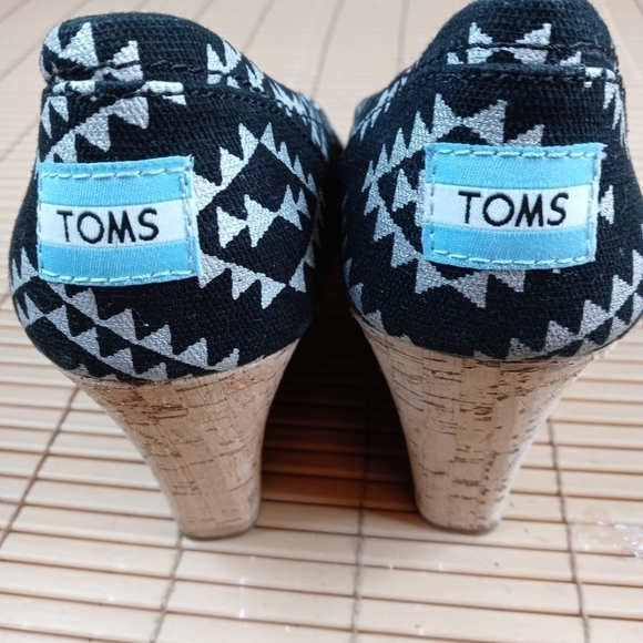 Toms women's cork wedge 3" heel open toe fabric sa - Picture 7 of 10